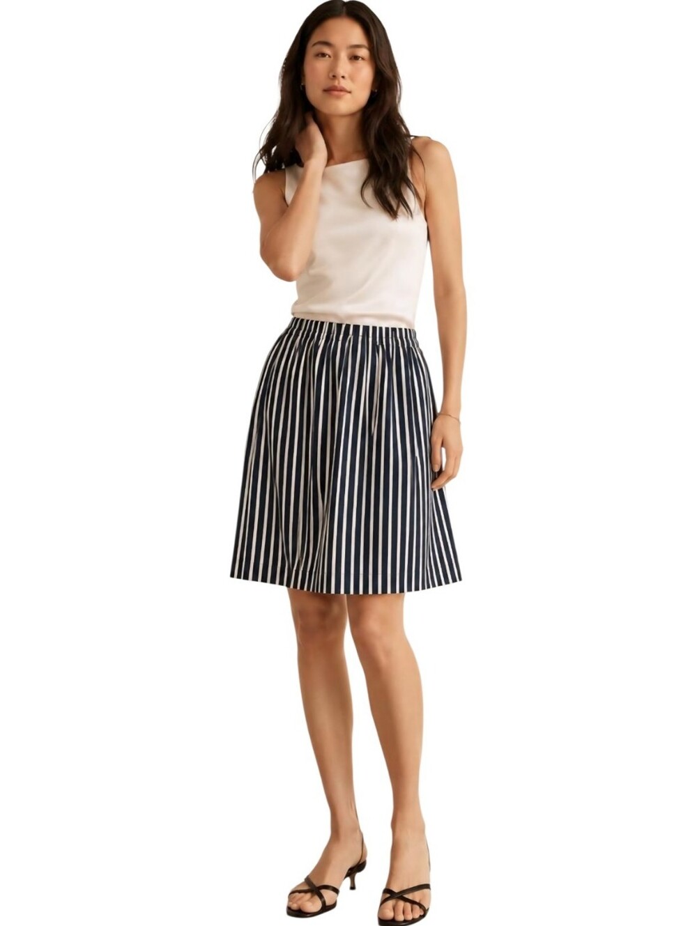 J. Crew Mercantile Dark Blue & White Stripe Nautical Skirt Size Small